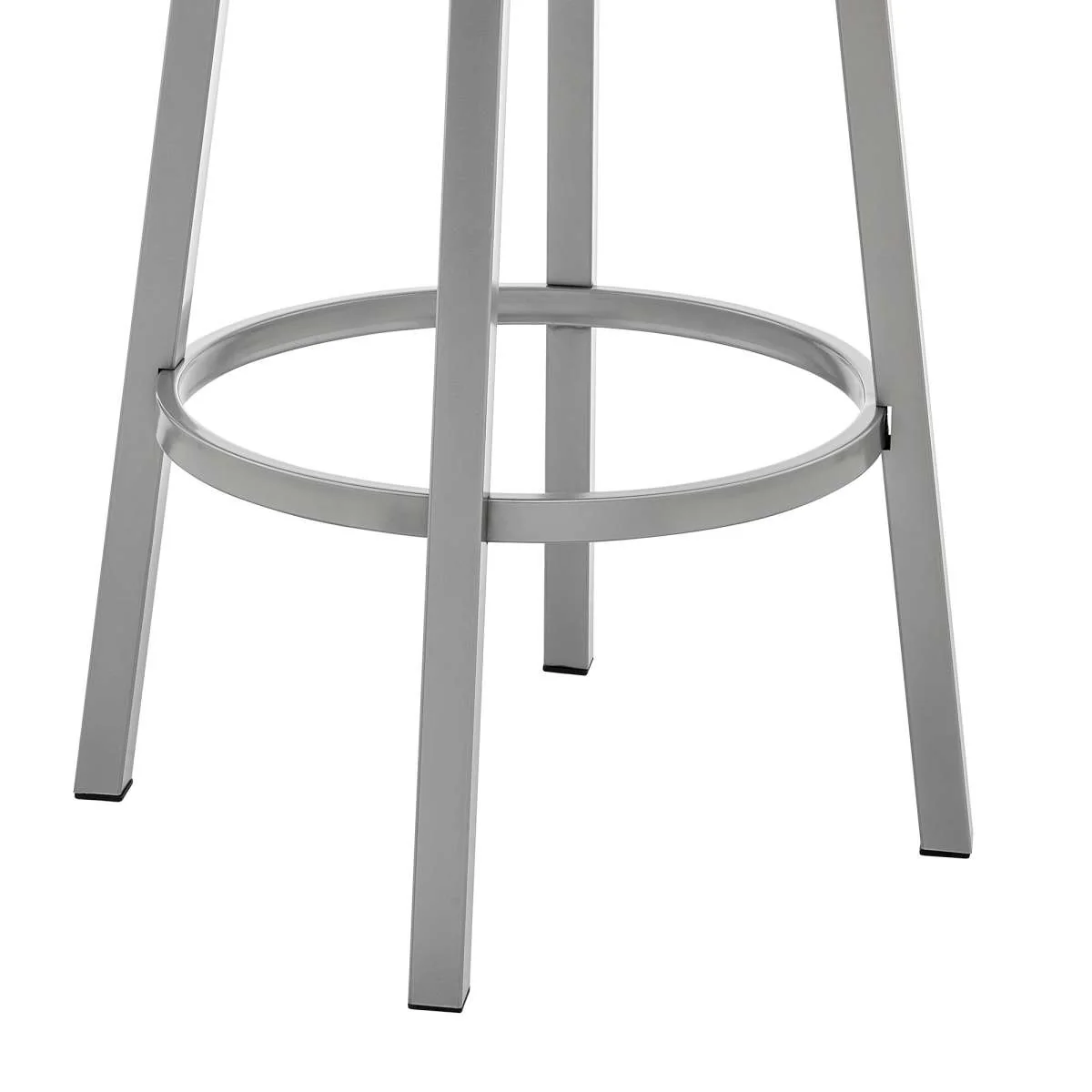 Cohen 26" Counter Height Swivel Bar Stool in Silver Finish with White Faux Leather By Armen Living - Image 7