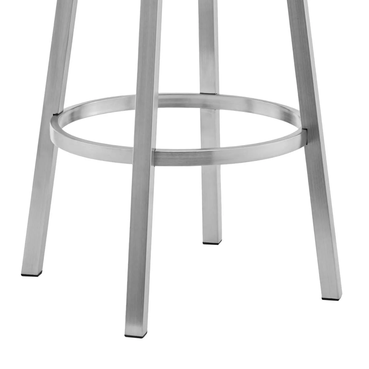 Cohen 26" White Faux Leather and Brushed Stainless Steel Swivel Bar Stool By Armen Living - Image 7
