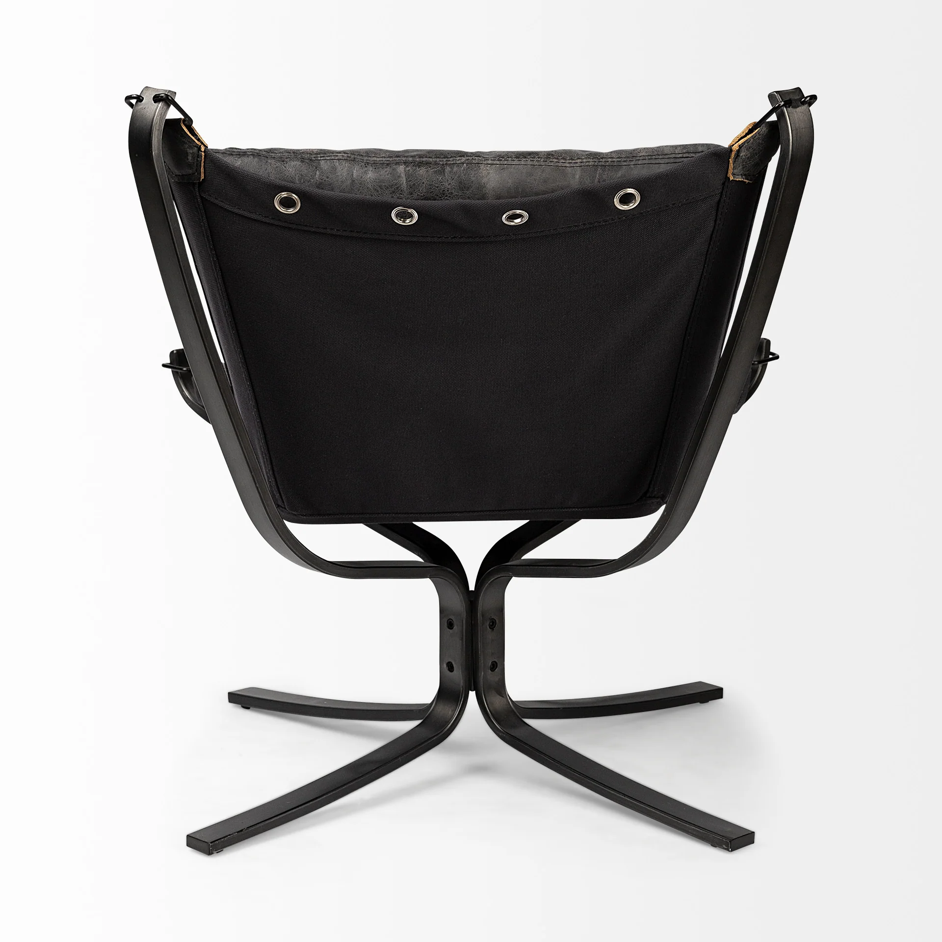 Colarado Black Leather Suspended Seat Accent Chair with Iron Frame By Homeroots - Image 4