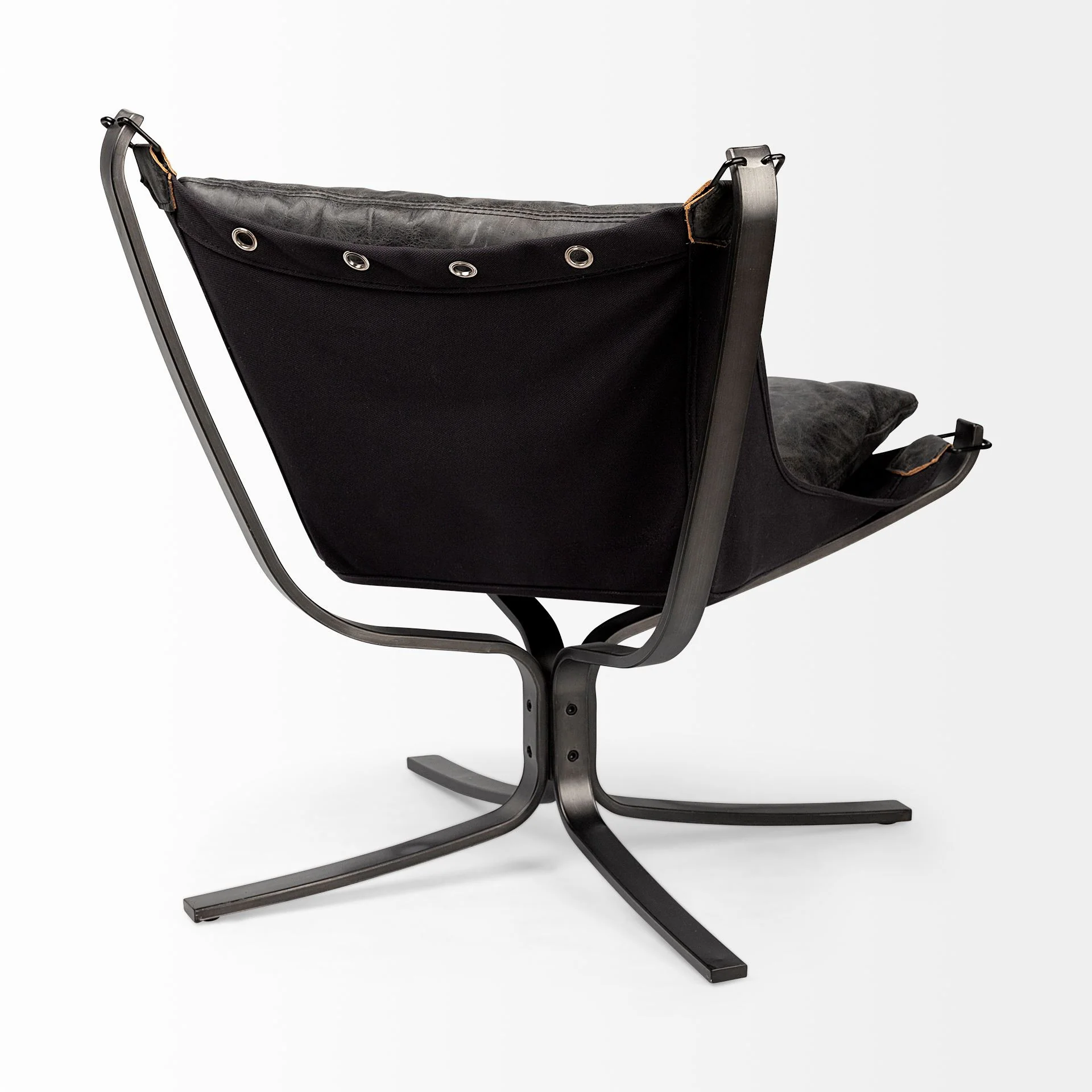 Colarado Black Leather Suspended Seat Accent Chair with Iron Frame By Homeroots - Image 5
