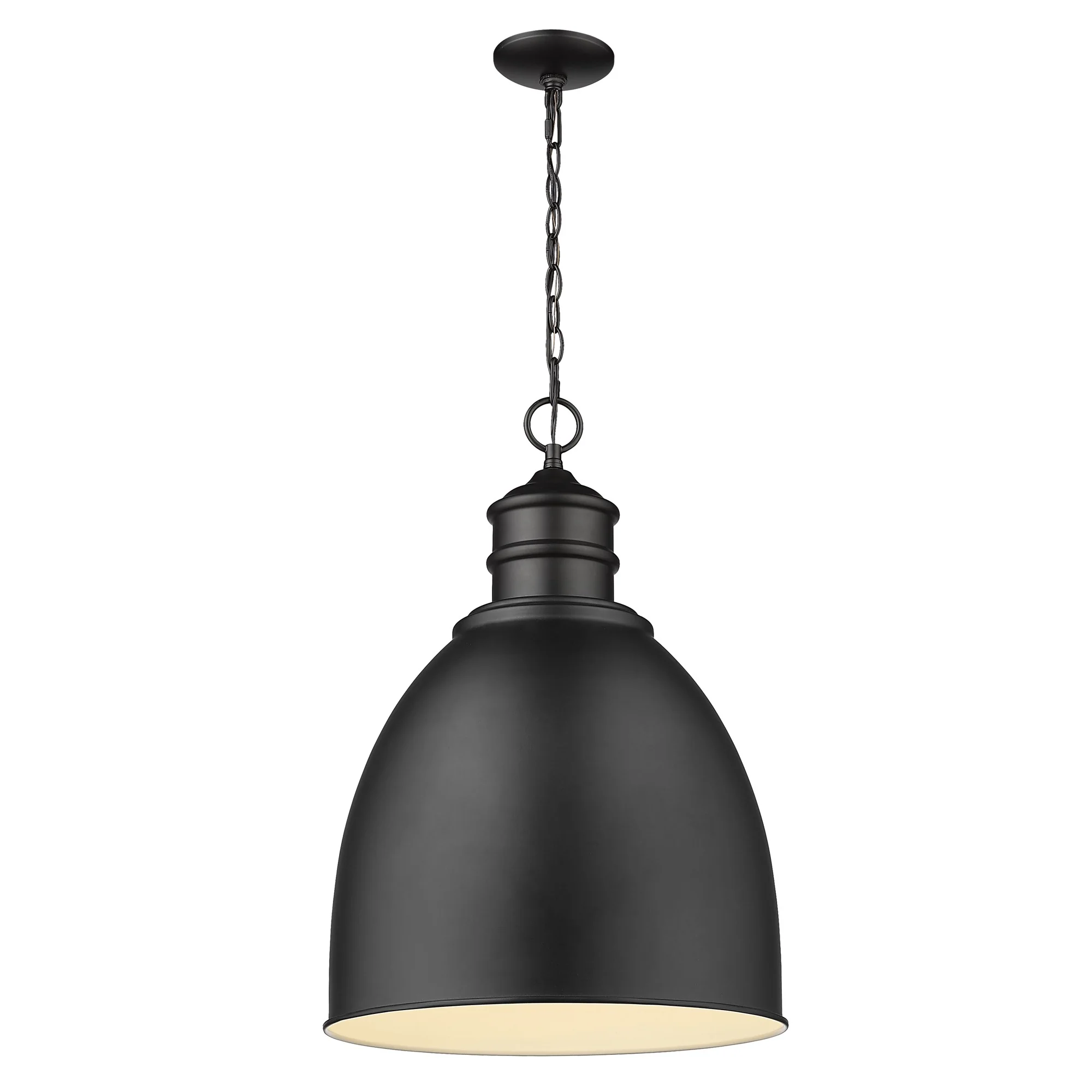 Colby 1-Light Matte Black Pendant With Gloss White Interior Shade By Homeroots - Image 2
