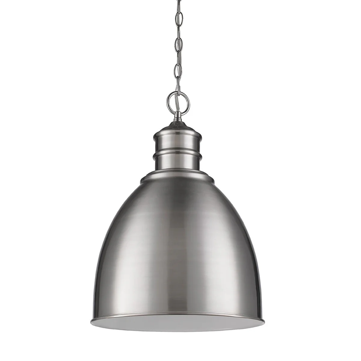 Colby 1-Light Satin Nickel Pendant With Gloss White Interior Shade By Homeroots - Image 2