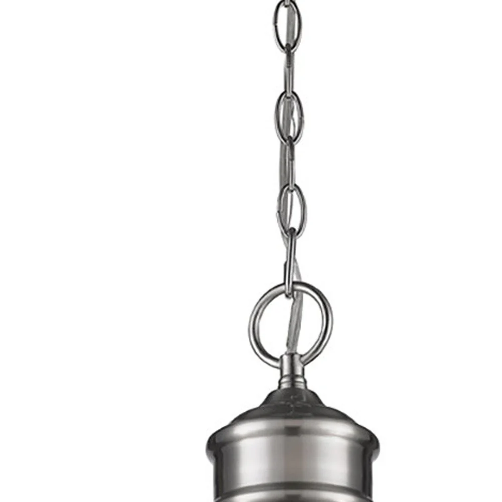 Colby 1-Light Satin Nickel Pendant With Gloss White Interior Shade By Homeroots - Image 4