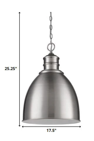 Colby 1-Light Satin Nickel Pendant With Gloss White Interior Shade By Homeroots - Image 5