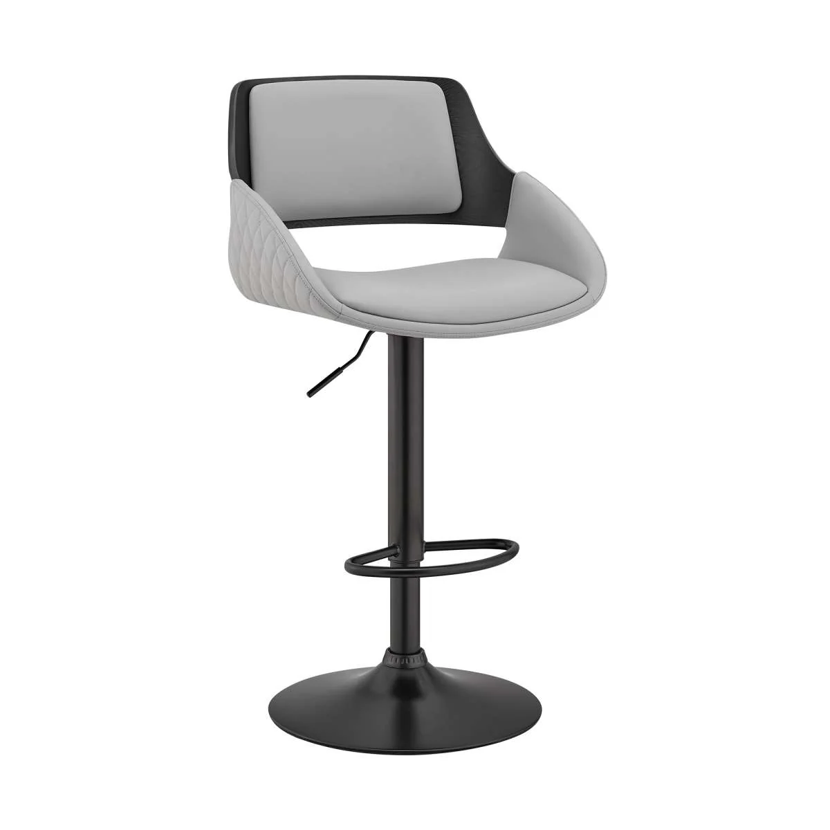 Colby Adjustable Gray Faux Leather and Black Finish Bar Stool By Armen Living - Image 2