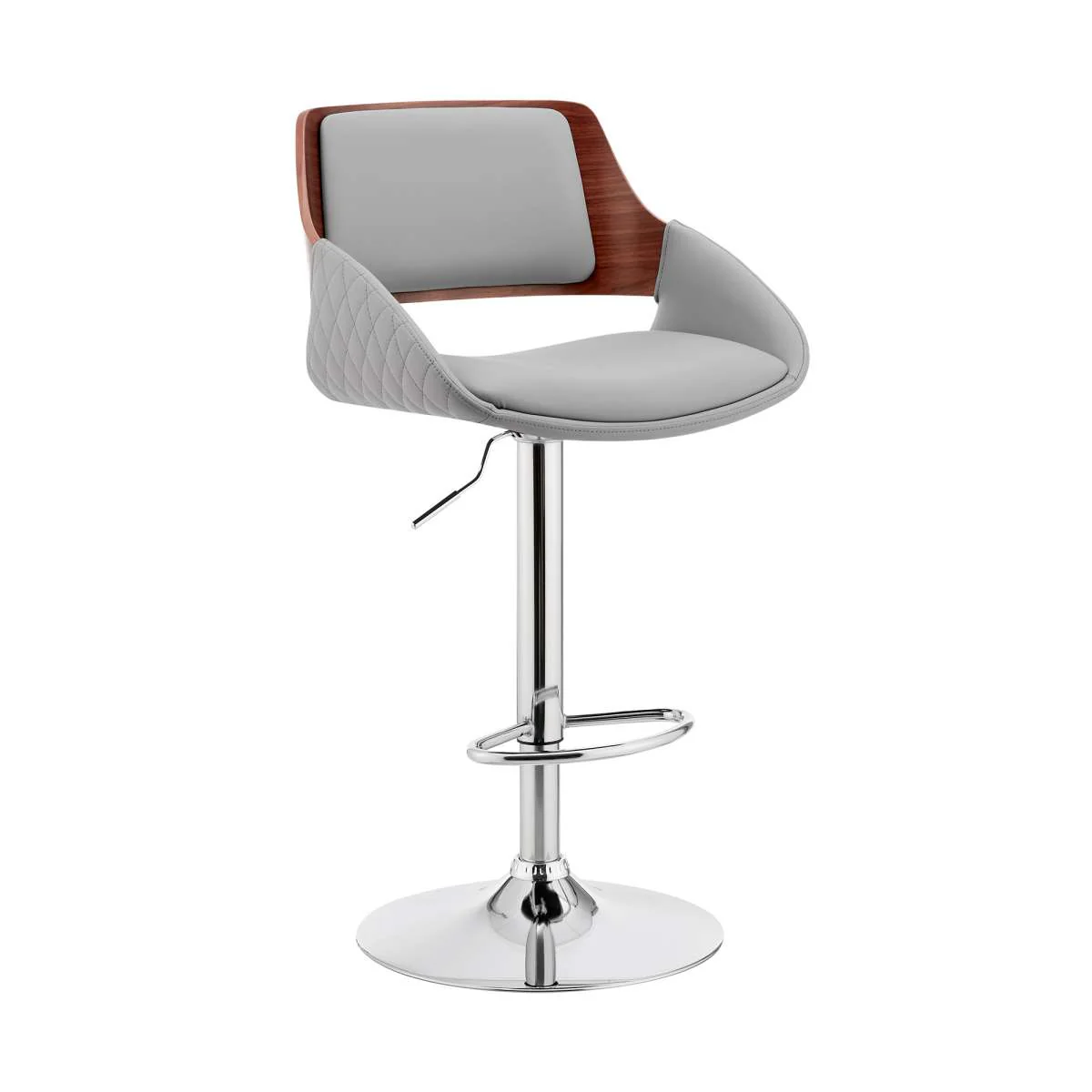 Colby Adjustable Gray Faux Leather and Black Finish Bar Stool By Armen Living - Image 26