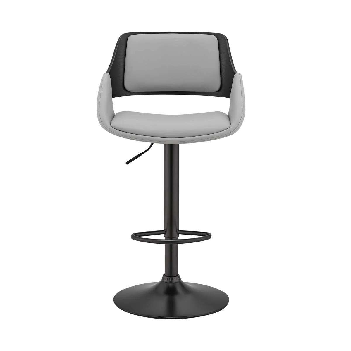 Colby Adjustable Gray Faux Leather and Black Finish Bar Stool By Armen Living - Image 3