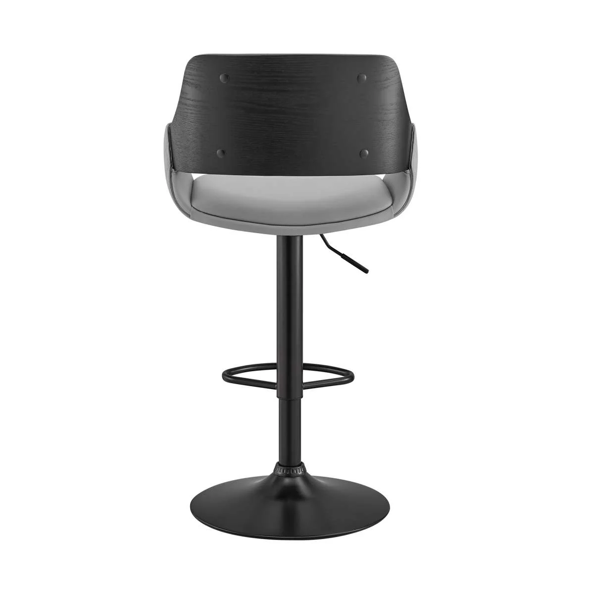 Colby Adjustable Gray Faux Leather and Black Finish Bar Stool By Armen Living - Image 5