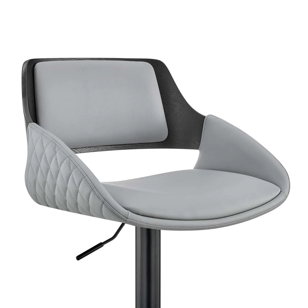 Colby Adjustable Gray Faux Leather and Black Finish Bar Stool By Armen Living - Image 6