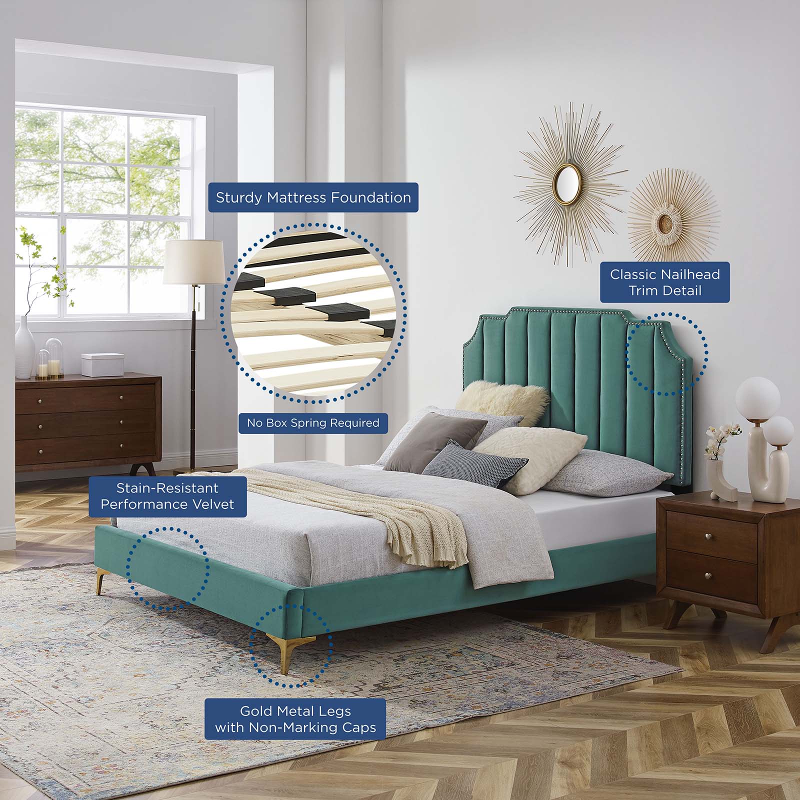 Colette Full Performance Velvet Platform Bed By Modway - MOD-6888 - Image 105