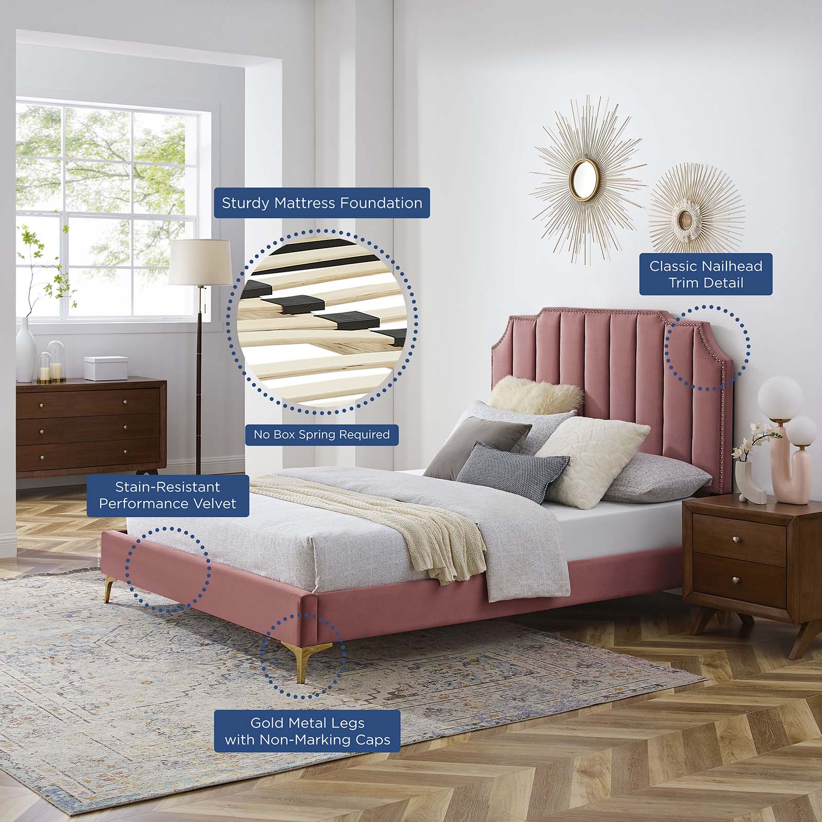 Colette Full Performance Velvet Platform Bed By Modway - MOD-6888 - Image 25