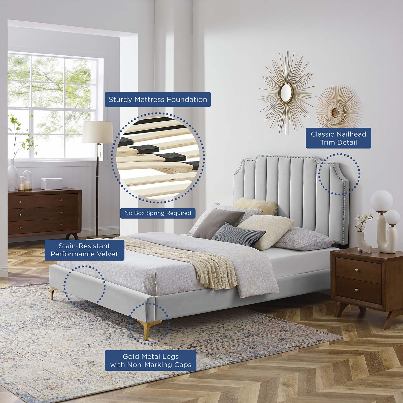 Colette Full Performance Velvet Platform Bed By Modway - MOD-6888 - Image 41