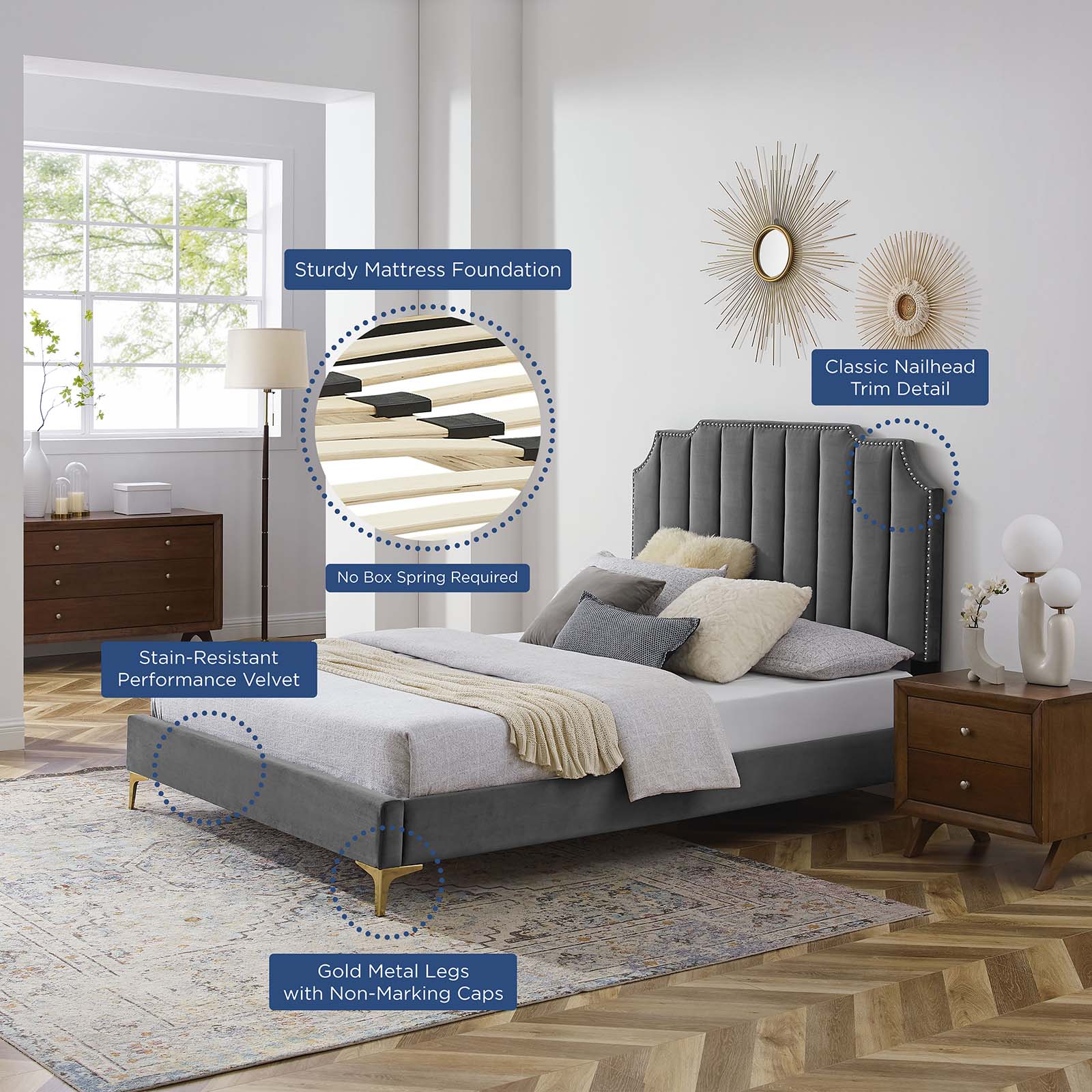 Colette Full Performance Velvet Platform Bed By Modway - MOD-6888 - Image 9