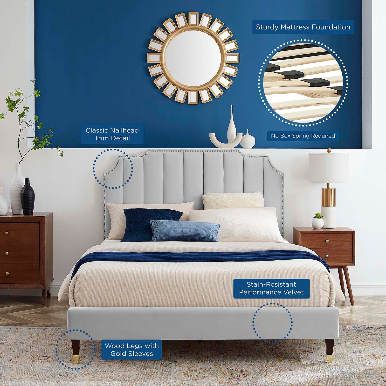 Colette Full Performance Velvet Platform Bed By Modway - MOD-6889 - Image 41
