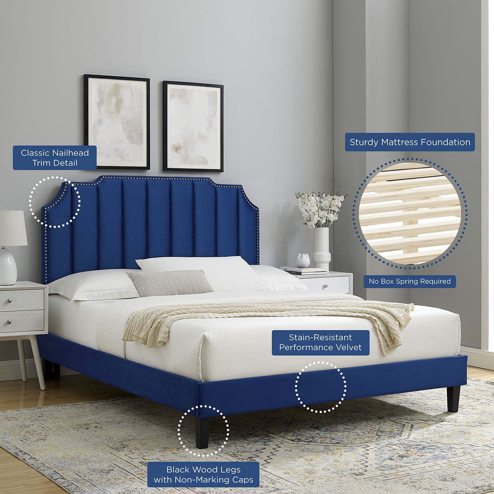 Colette Full Performance Velvet Platform Bed By Modway - MOD-6890 - Image 73