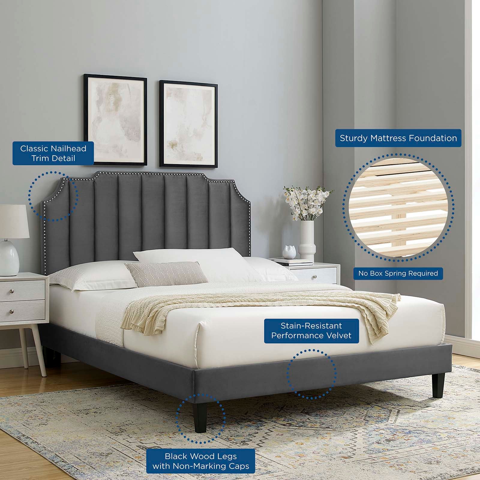Colette Full Performance Velvet Platform Bed By Modway - MOD-6890 - Image 9