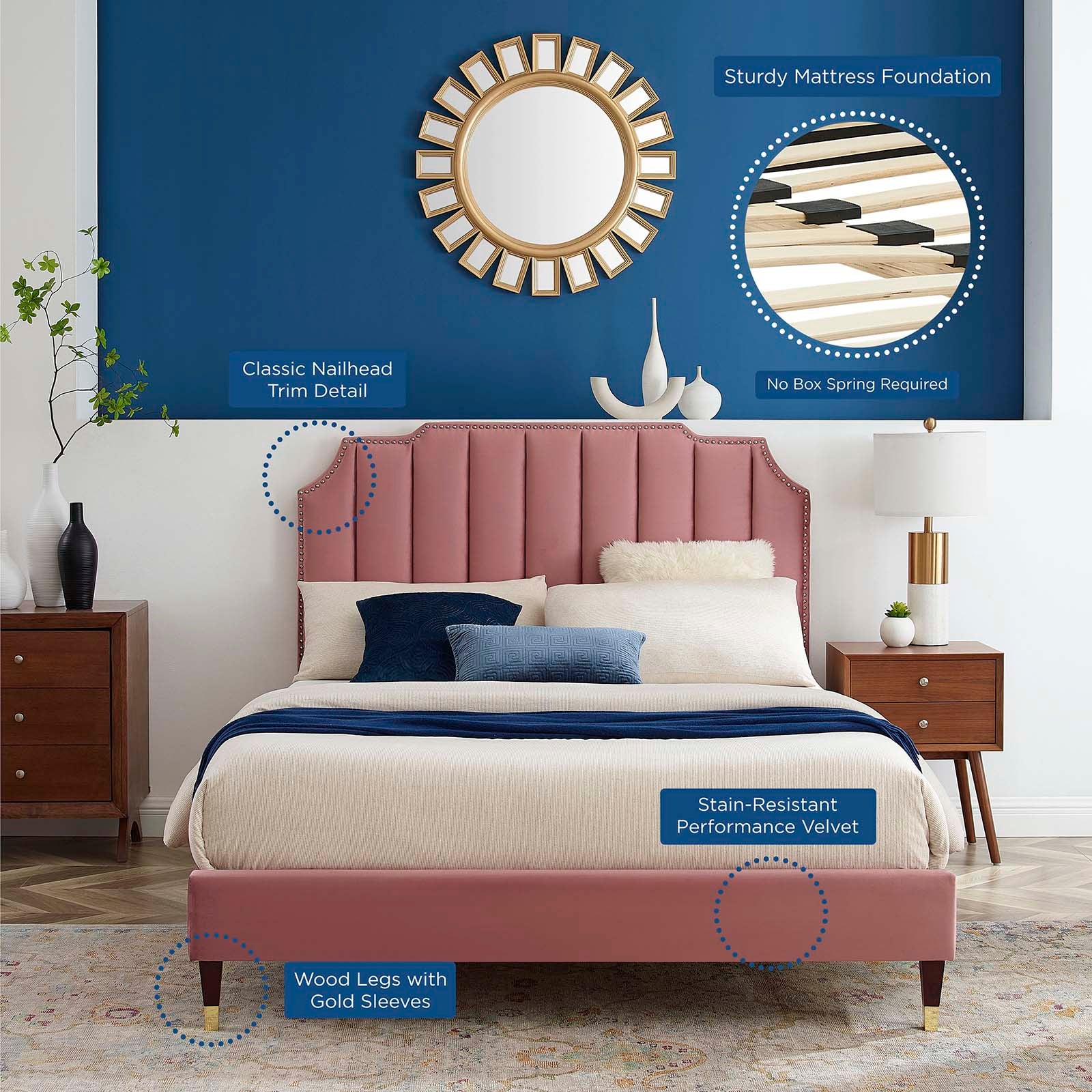 Colette King Performance Velvet Platform Bed By Modway - MOD-7074 - Image 25