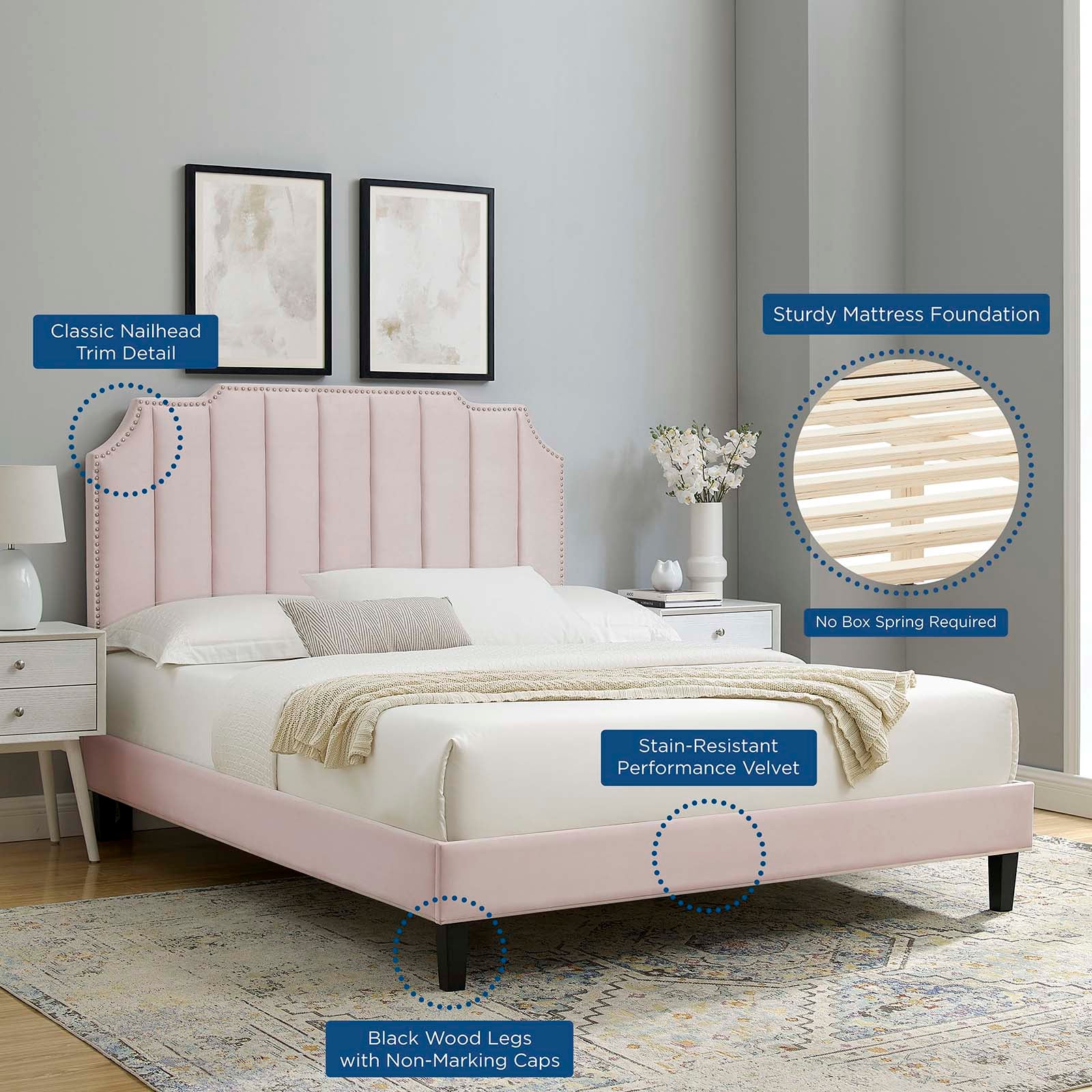 Colette King Performance Velvet Platform Bed By Modway - MOD-7075 - Image 89