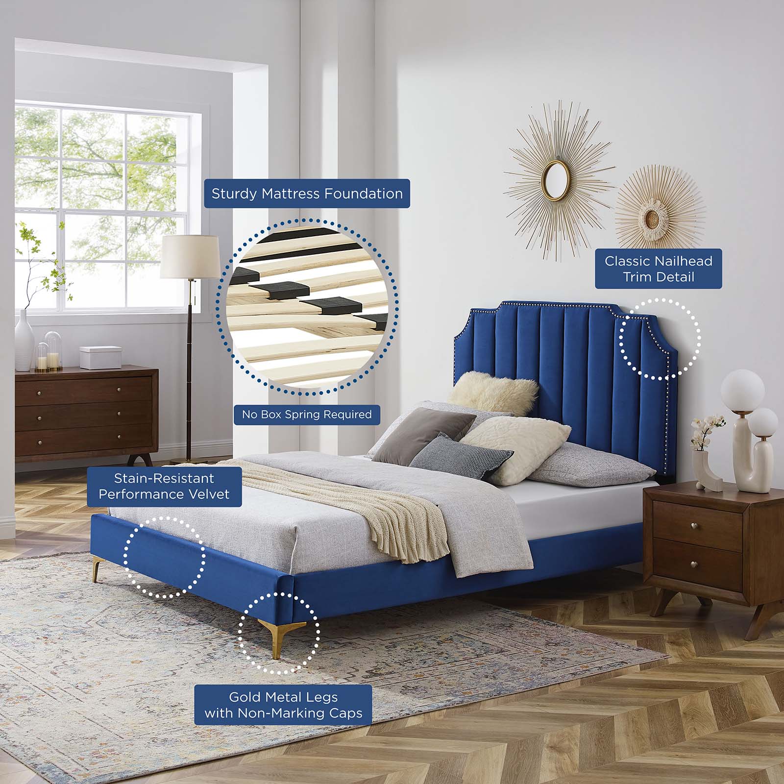Colette Queen Performance Velvet Platform Bed By Modway - MOD-6583 - Image 73