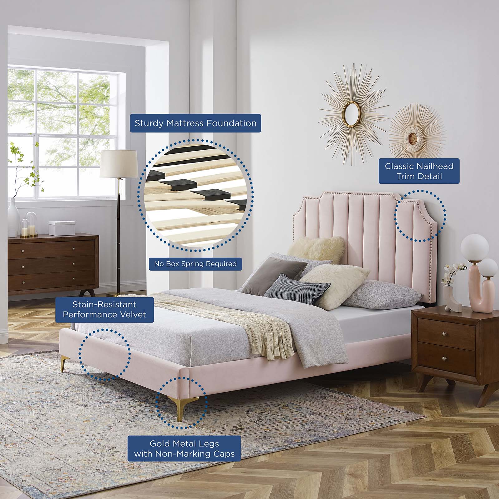 Colette Queen Performance Velvet Platform Bed By Modway - MOD-6583 - Image 89