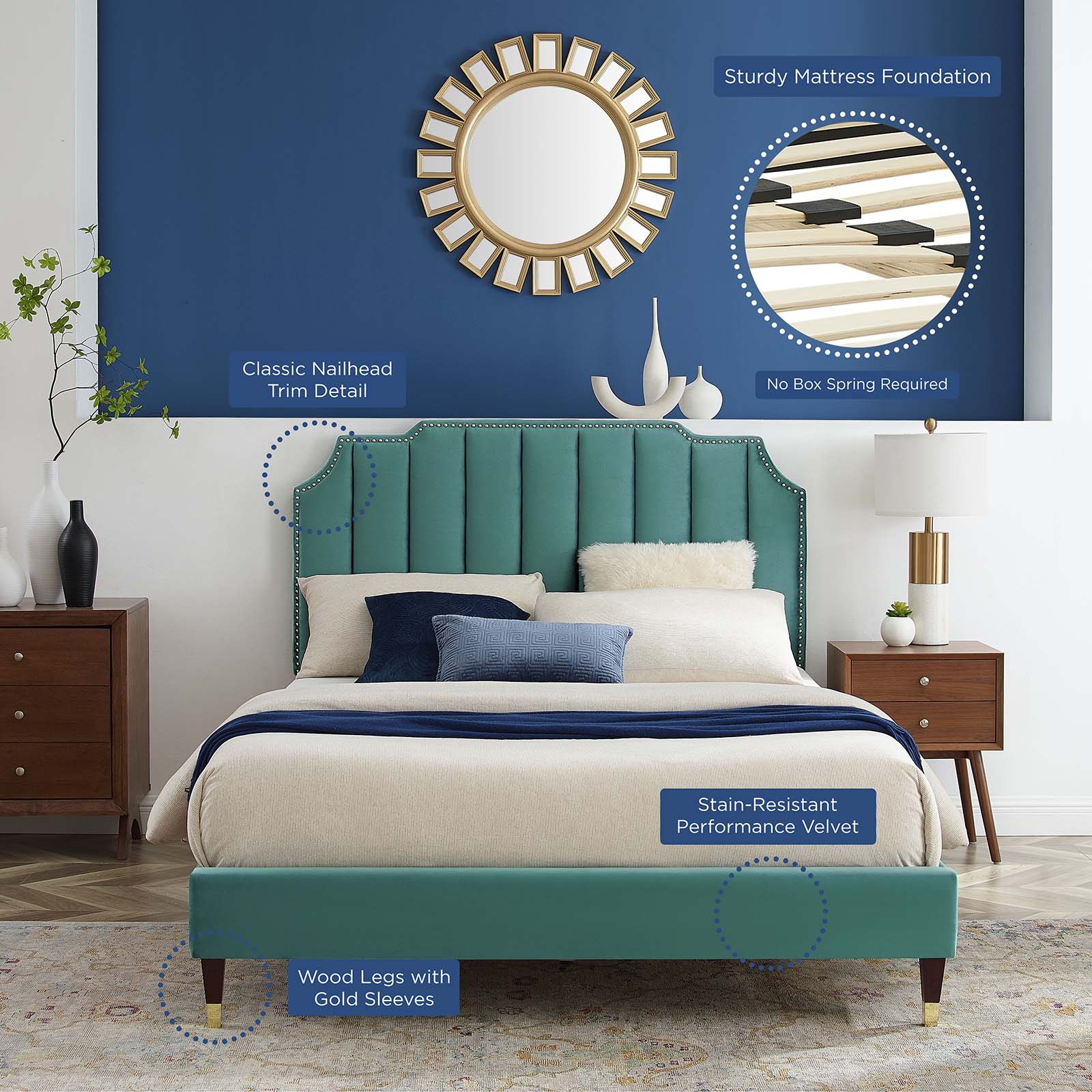 Colette Queen Performance Velvet Platform Bed By Modway - MOD-6584 - Image 105