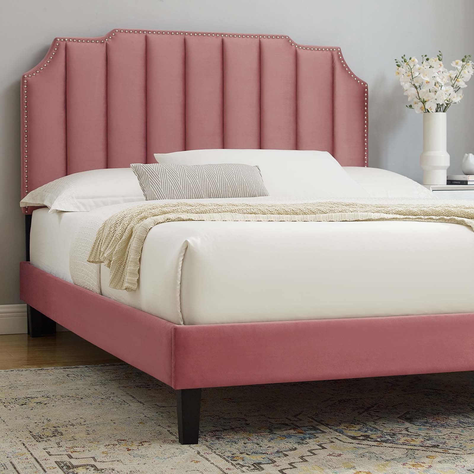 Colette Queen Performance Velvet Platform Bed By Modway - MOD-6585 - Image 17