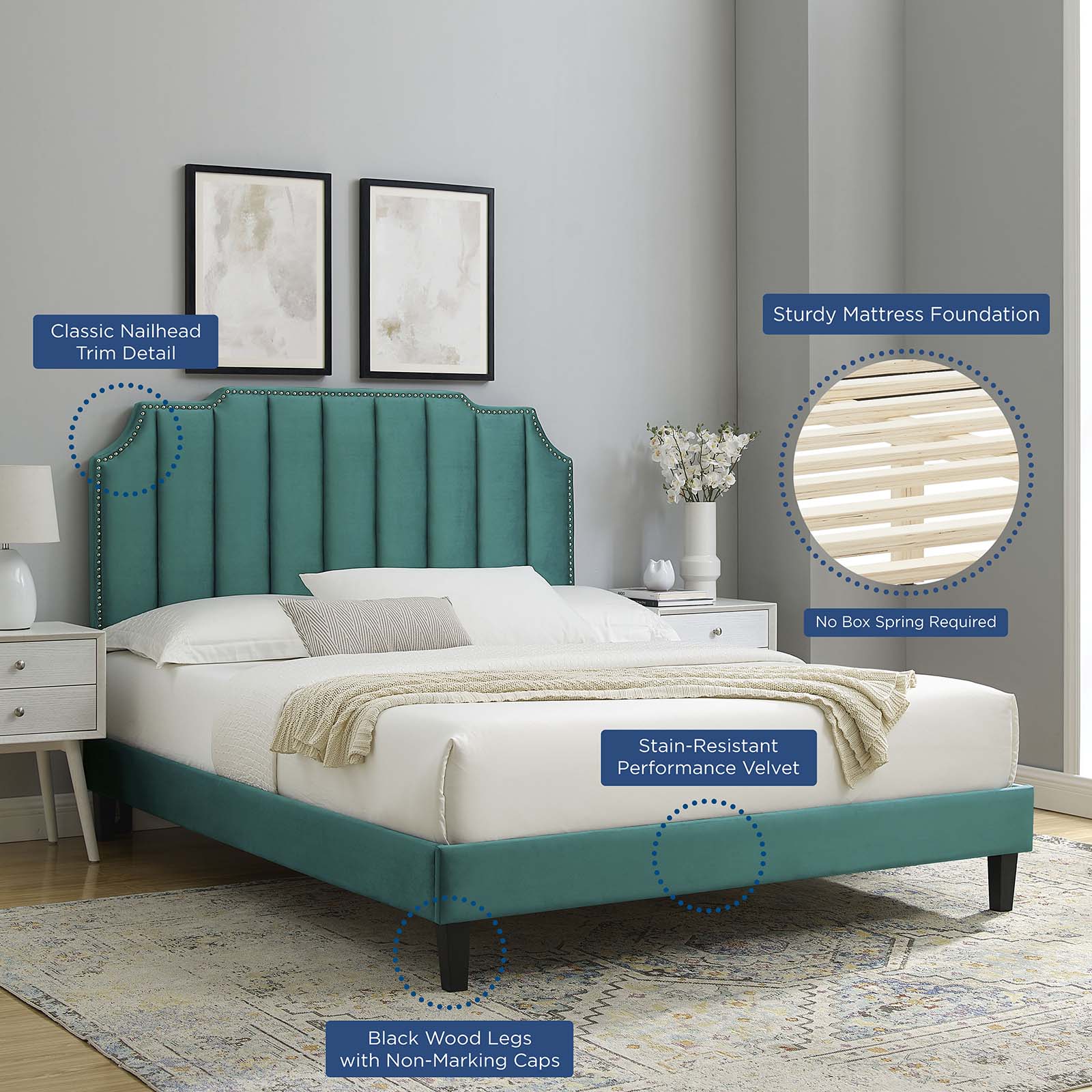 Colette Twin Performance Velvet Platform Bed By Modway - MOD-6884 - Image 105