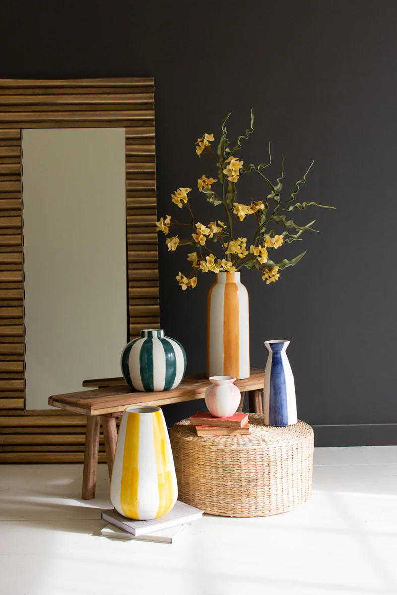 Colored Ceramic Striped Vases Set Of 5 By Kalalou - Image 5