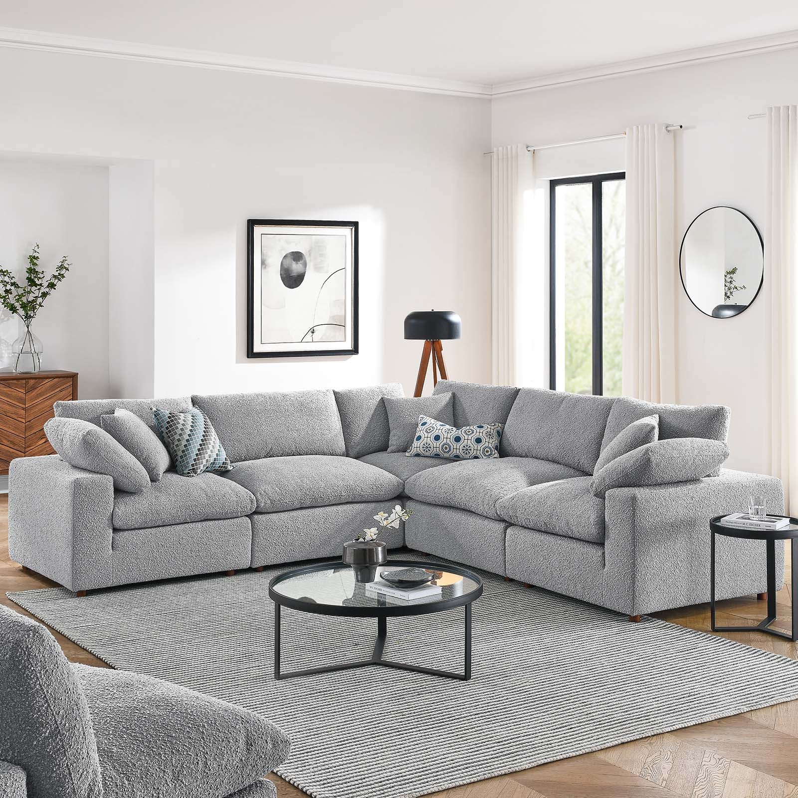 Commix Down Filled Overstuffed Boucle 5-Piece Sectional Sofa By Modway - EEI-6368 - Image 15