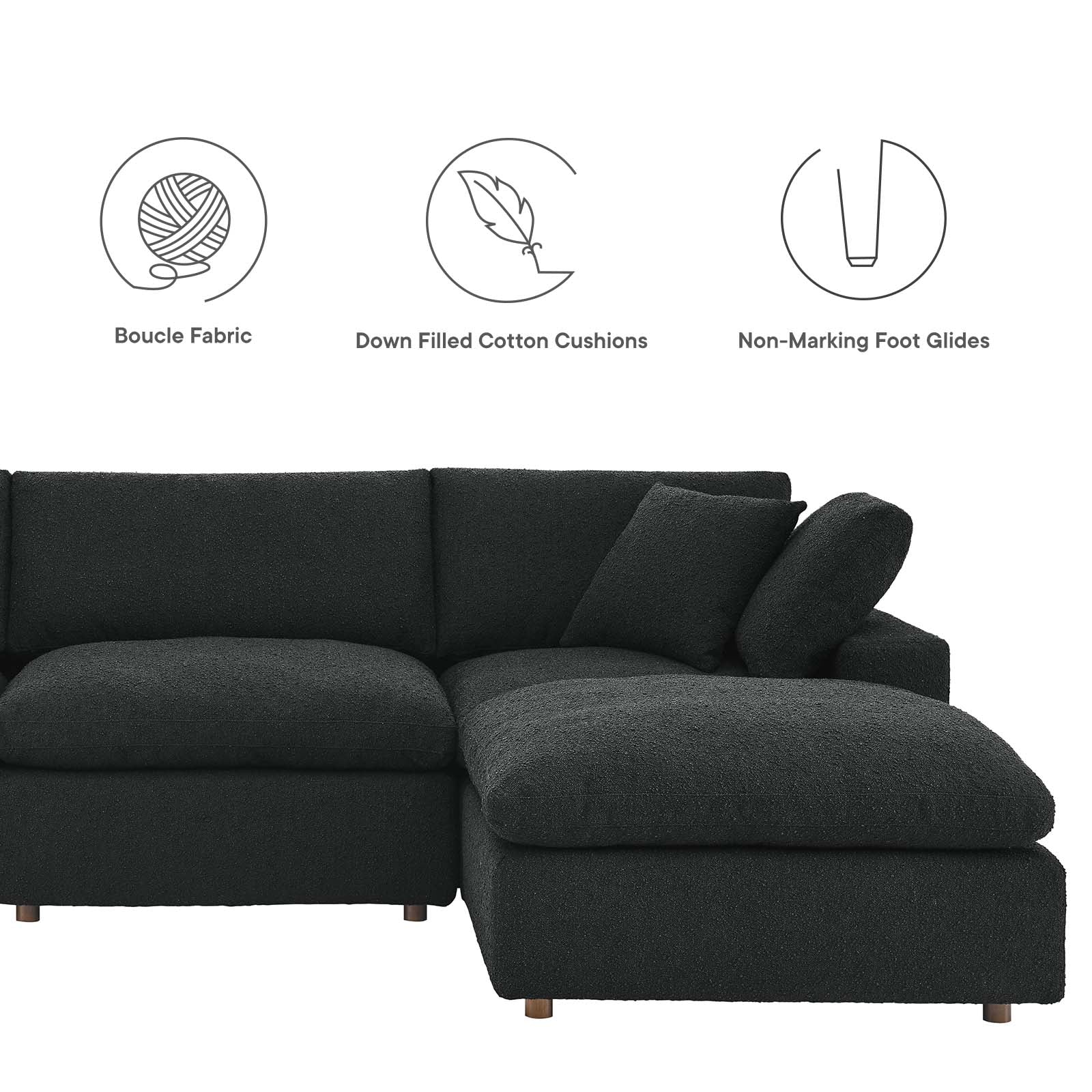 Commix Down Filled Overstuffed Boucle Fabric 4-Piece Sectional Sofa By Modway - EEI-6363 - Image 4