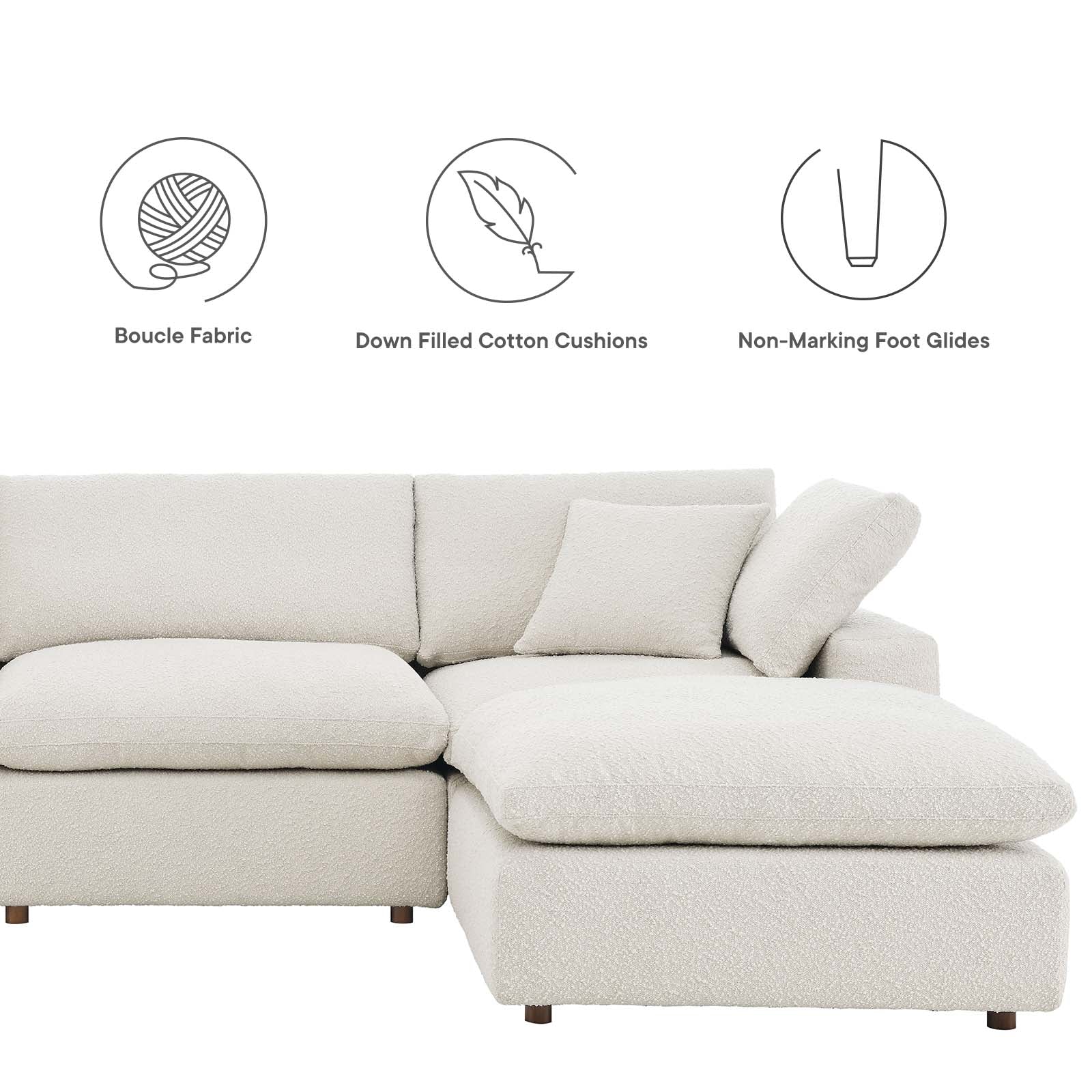 Commix Down Filled Overstuffed Boucle Fabric 4-Piece Sectional Sofa By Modway - EEI-6363 - Image 8