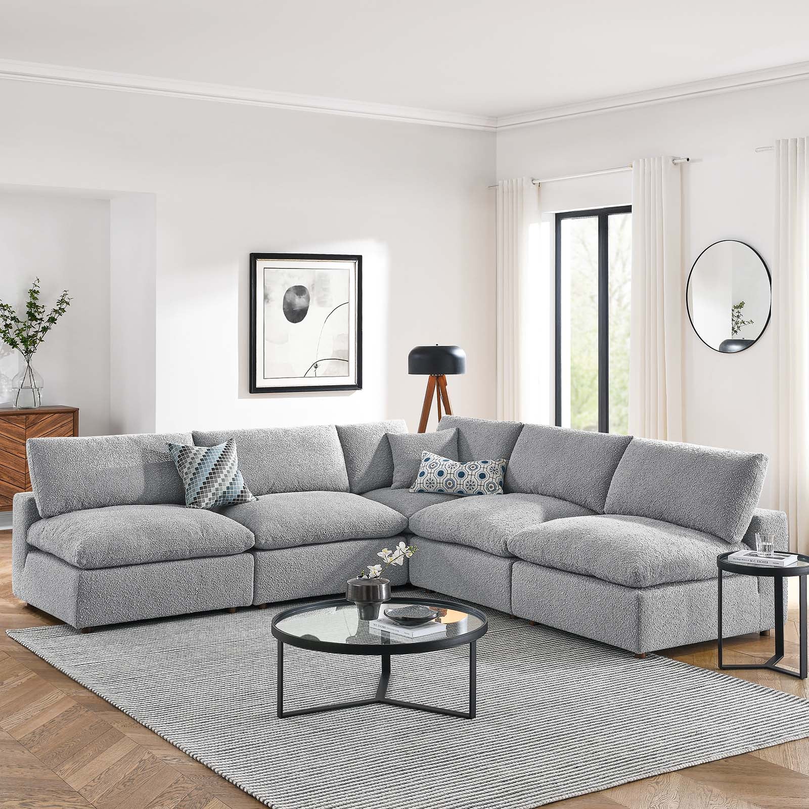 Commix Down Filled Overstuffed Boucle Fabric 5-Piece Sectional Sofa By Modway - EEI-6367 - Image 15
