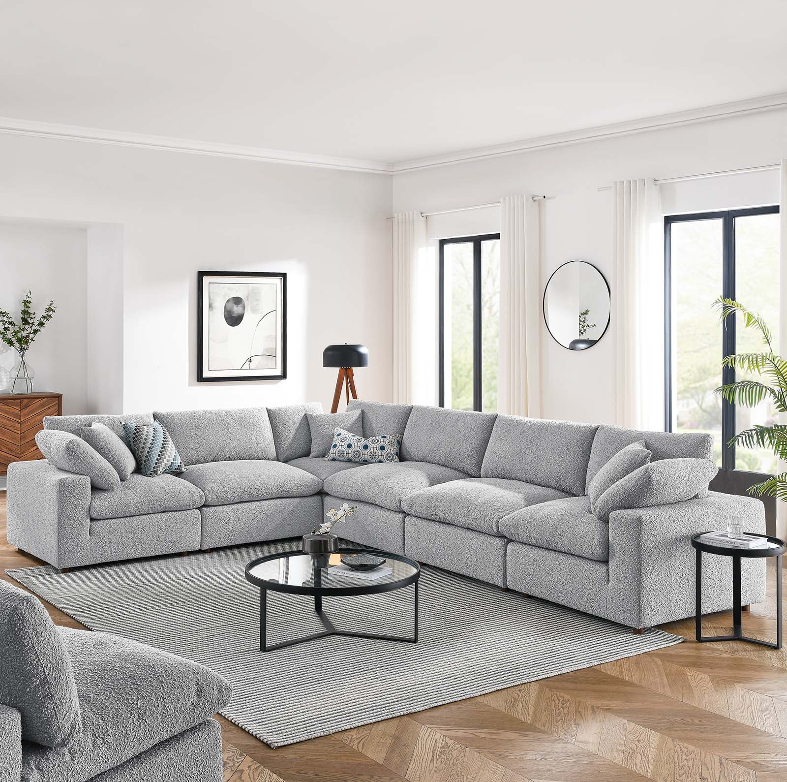Commix Down Filled Overstuffed Boucle Fabric 6-Piece Sectional Sofa By Modway - EEI-6369 - Image 15