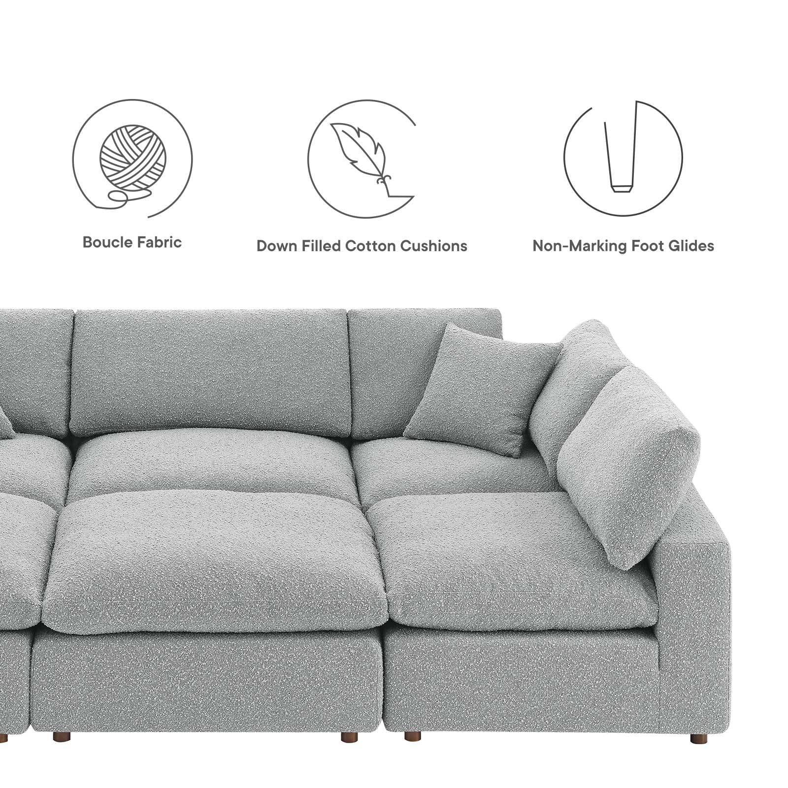 Commix Down Filled Overstuffed Boucle Fabric 6-Piece Sectional Sofa By Modway - EEI-6372 - Image 13