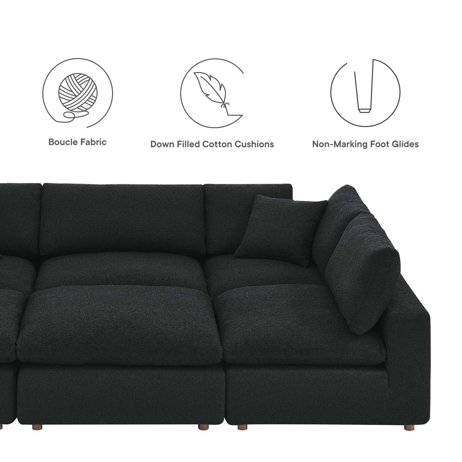 Commix Down Filled Overstuffed Boucle Fabric 6-Piece Sectional Sofa By Modway - EEI-6372 - Image 4