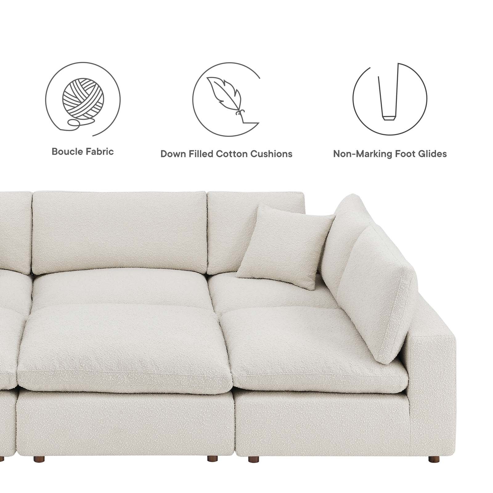 Commix Down Filled Overstuffed Boucle Fabric 6-Piece Sectional Sofa By Modway - EEI-6372 - Image 8