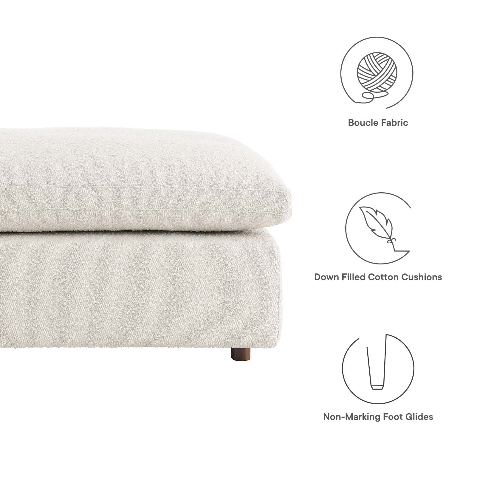 Commix Down Filled Overstuffed Boucle Fabric Ottoman By Modway - EEI-6258 - Image 13