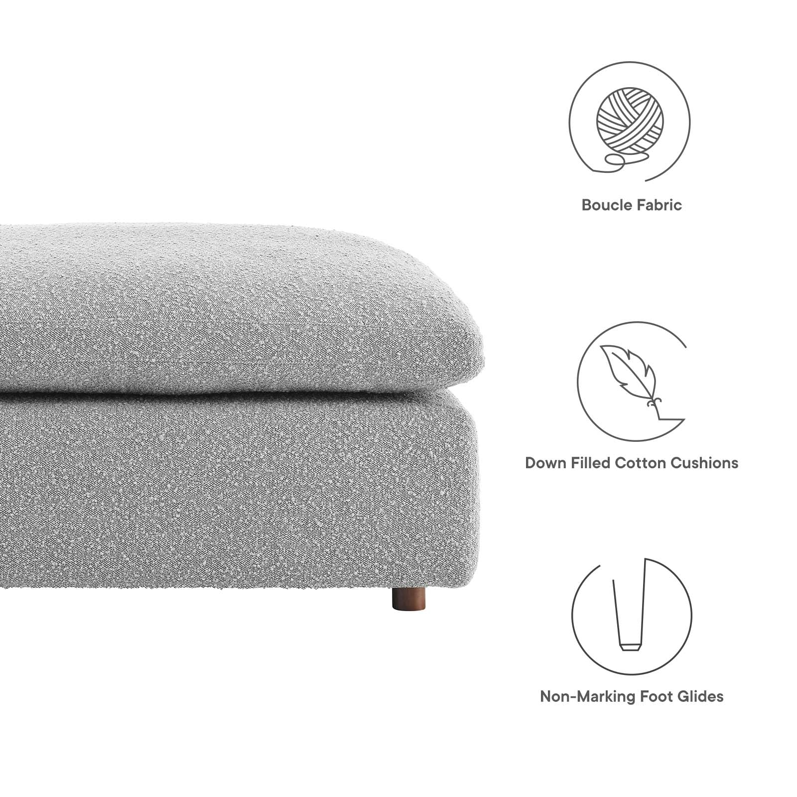 Commix Down Filled Overstuffed Boucle Fabric Ottoman By Modway - EEI-6258 - Image 22