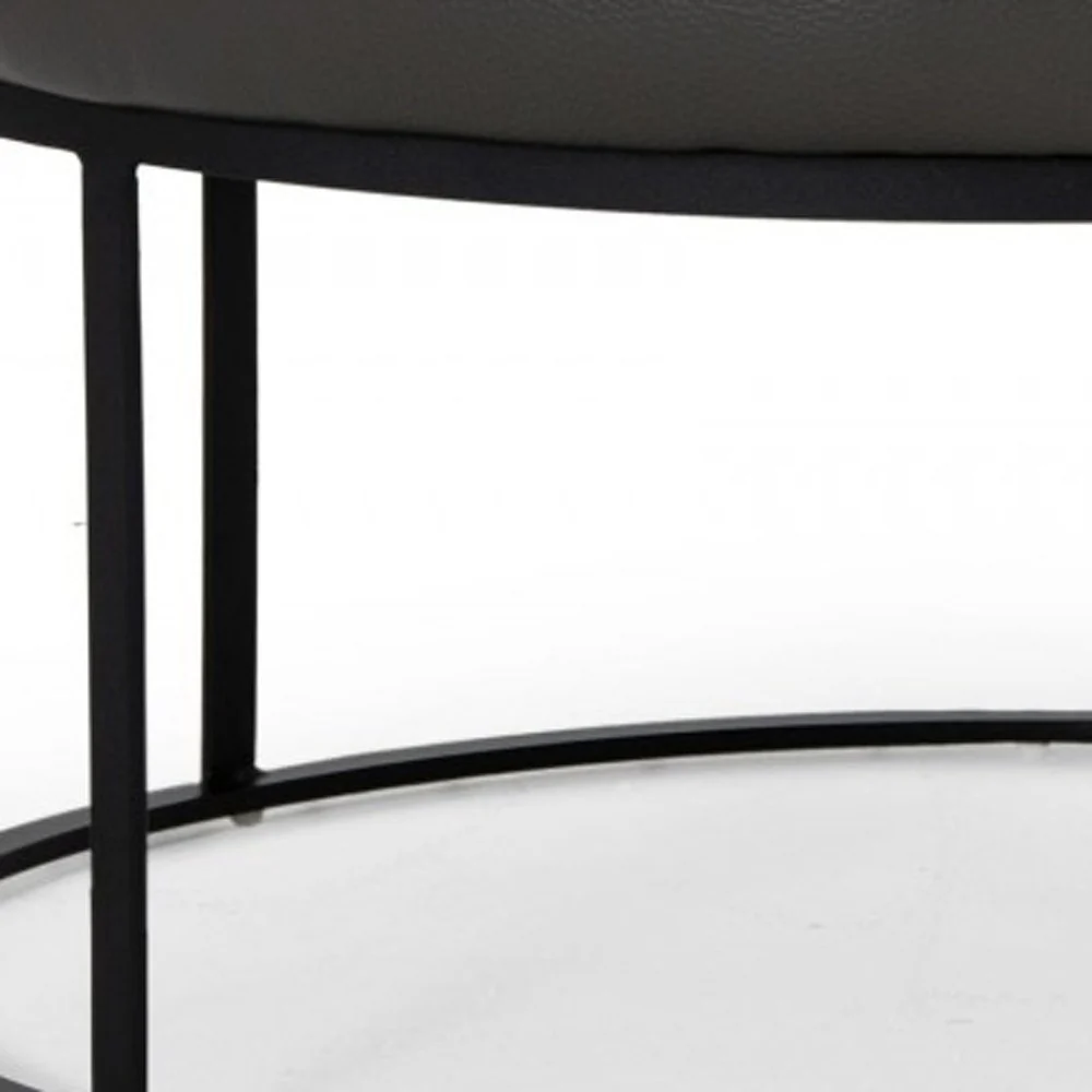 Compact 30" Round Camel Leather Ottoman Stool By Homeroots - Image 13
