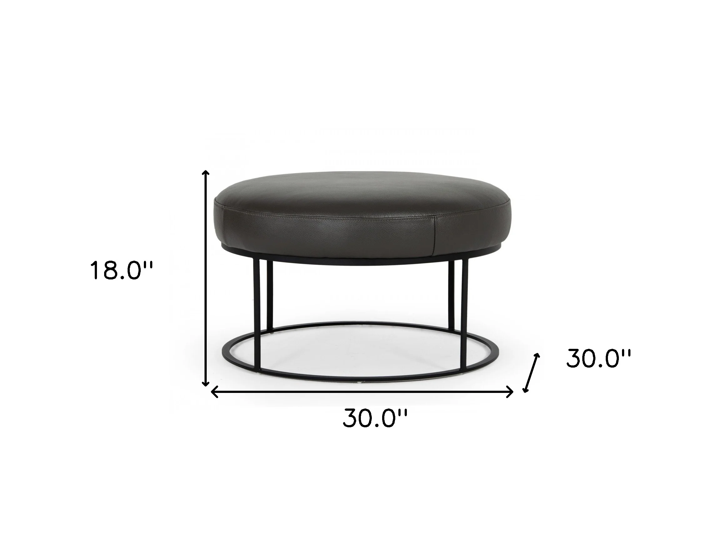 Compact 30" Round Camel Leather Ottoman Stool By Homeroots - Image 14