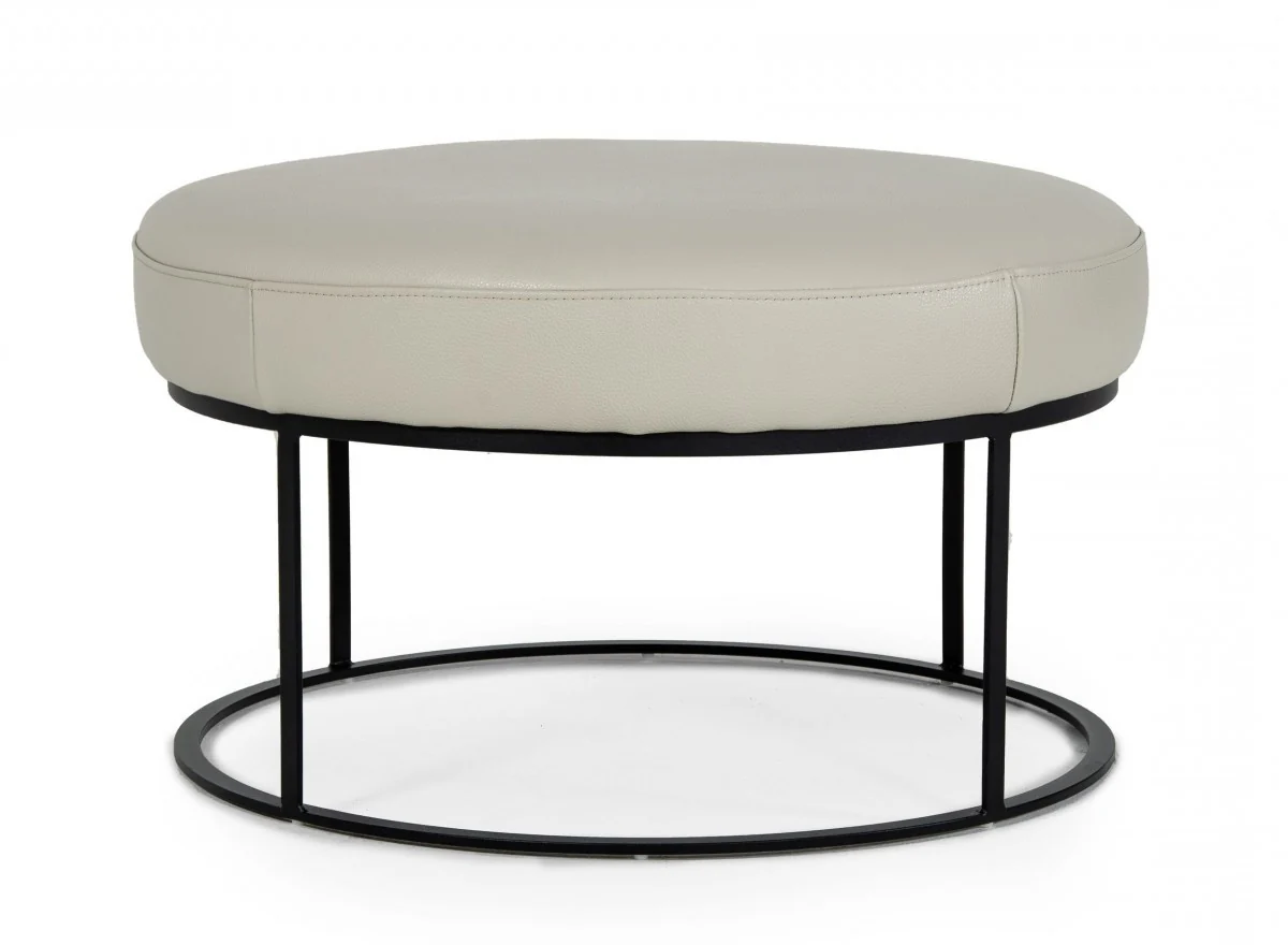 Compact 30" Round Camel Leather Ottoman Stool By Homeroots - Image 18