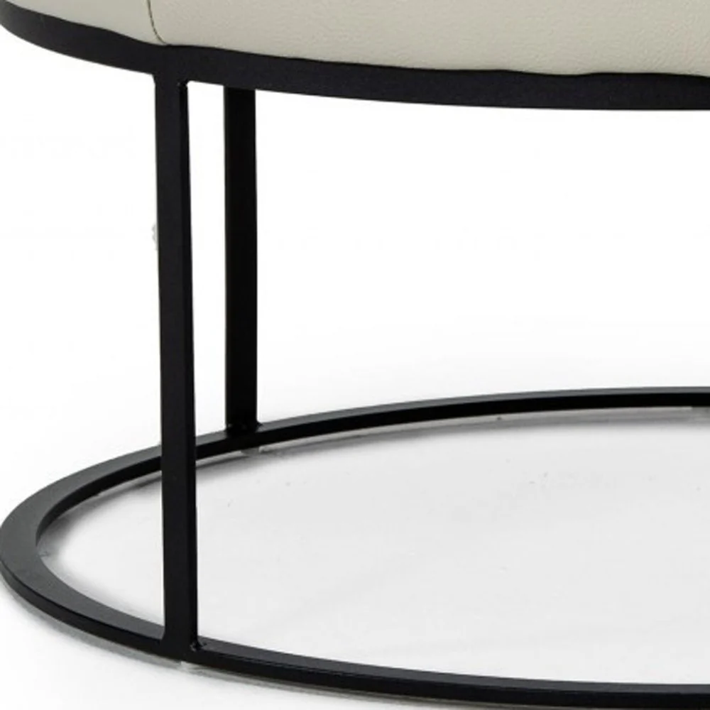 Compact 30" Round Camel Leather Ottoman Stool By Homeroots - Image 19