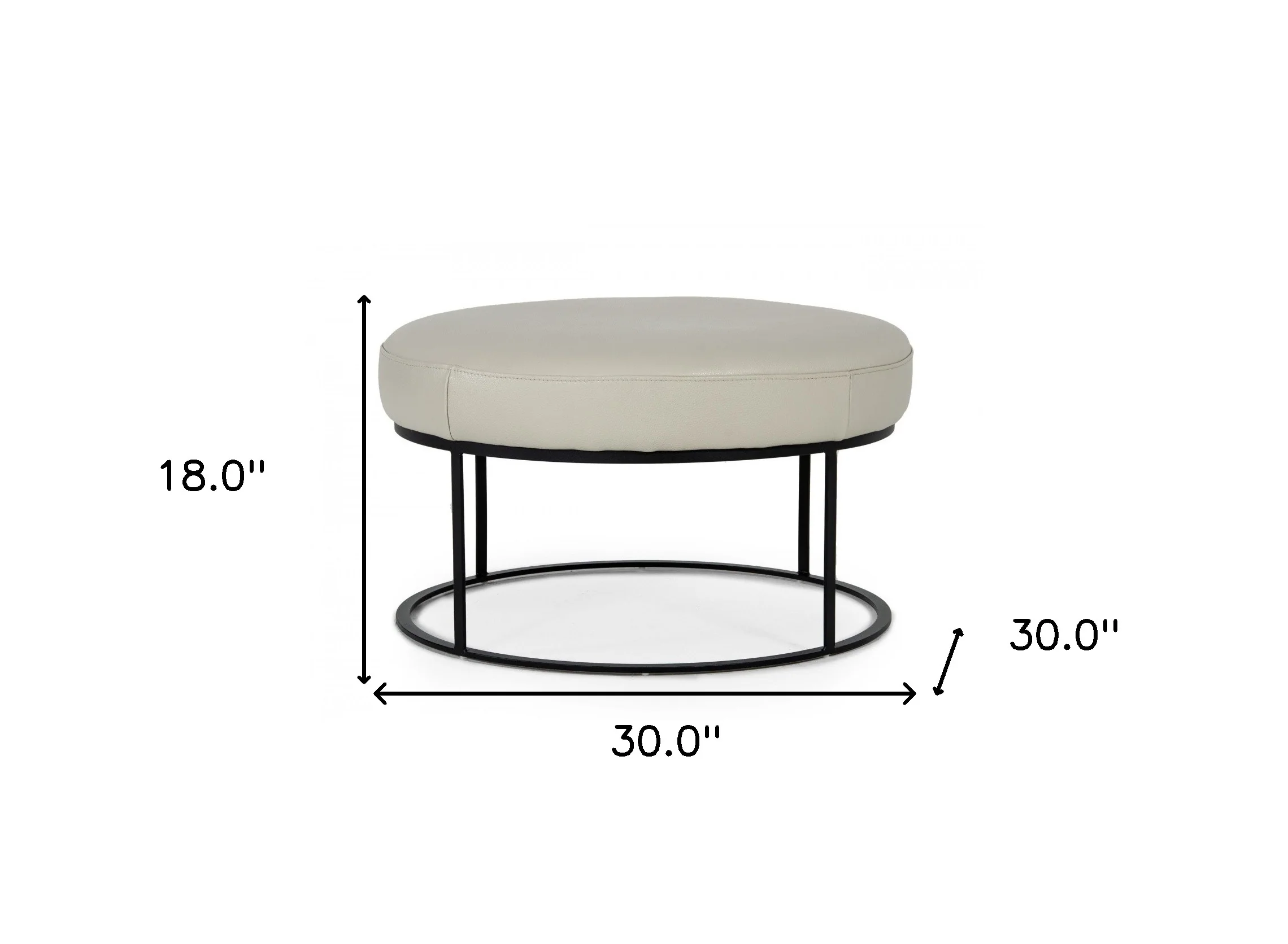 Compact 30" Round Camel Leather Ottoman Stool By Homeroots - Image 21