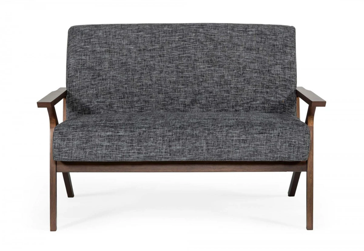 Compact 44" Grey Fabric And Walnut Veneer Loveseat By Homeroots - Image 4