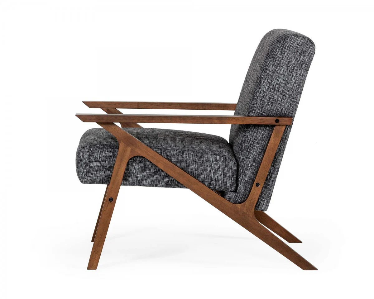 Compact 44" Grey Fabric And Walnut Veneer Loveseat By Homeroots - Image 5