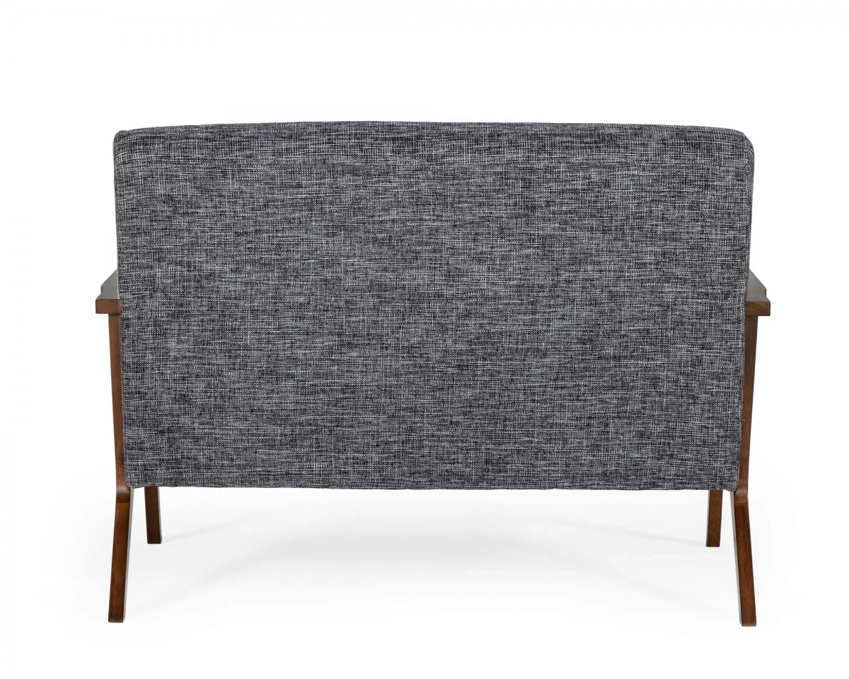 Compact 44" Grey Fabric And Walnut Veneer Loveseat By Homeroots - Image 6