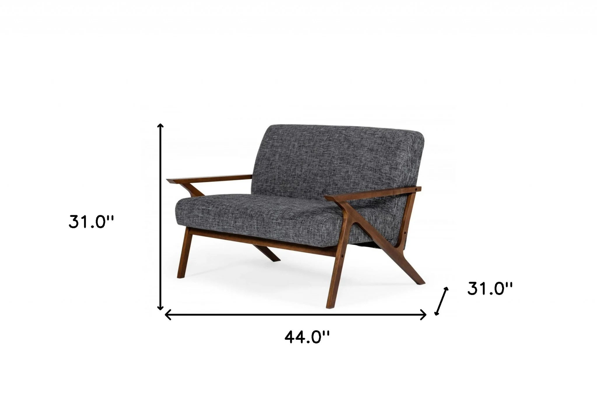 Compact 44" Grey Fabric And Walnut Veneer Loveseat By Homeroots - Image 8