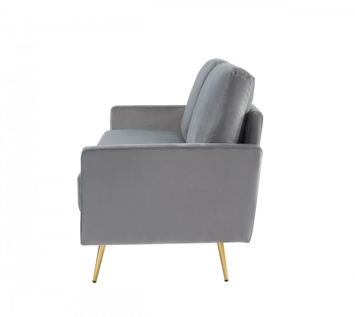 Compact 72" Grey Velvet Sofa With Two Cushions By Homeroots - Image 3