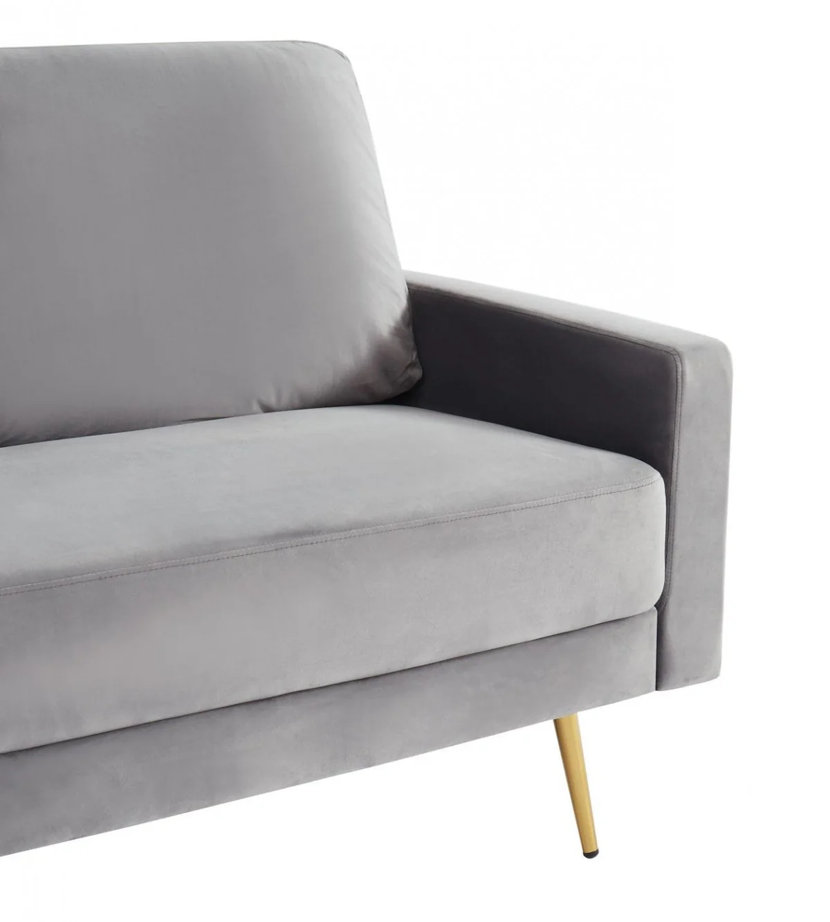 Compact 72" Grey Velvet Sofa With Two Cushions By Homeroots - Image 5