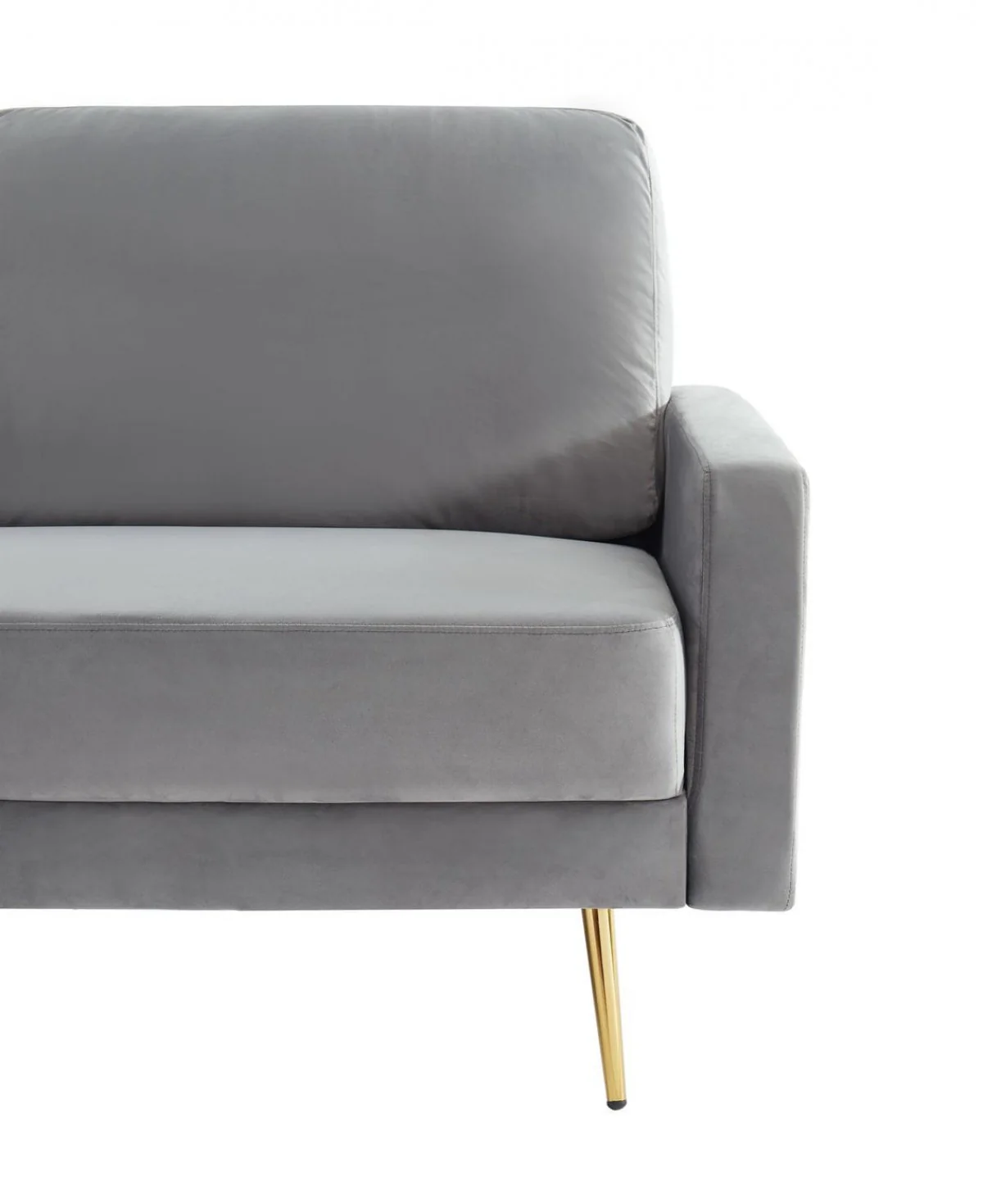 Compact 72" Grey Velvet Sofa With Two Cushions By Homeroots - Image 6